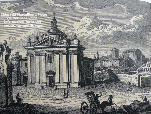 Chiesa SS Marcellino e Pietro, Roma, incisione Giuseppe Vasi