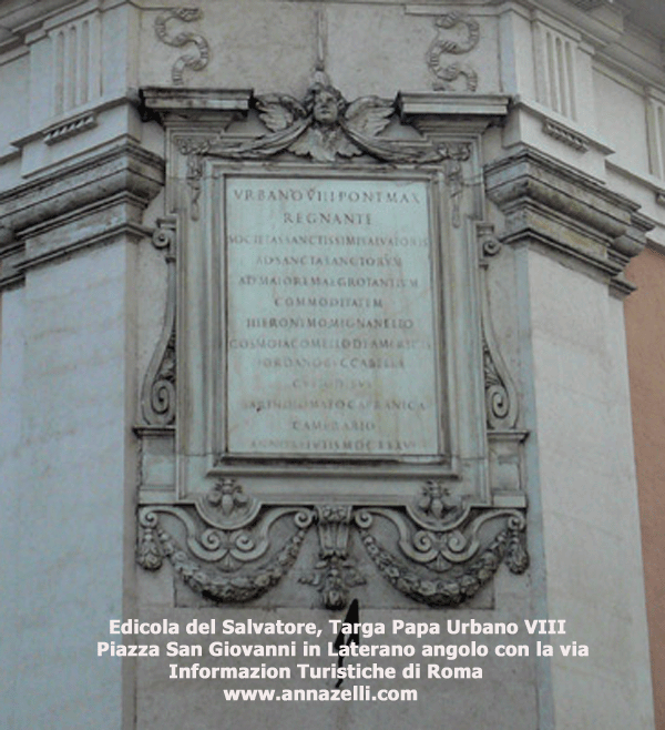 Edicola Sacra del Salvatore in Laterano targa Papa Urbano VIII