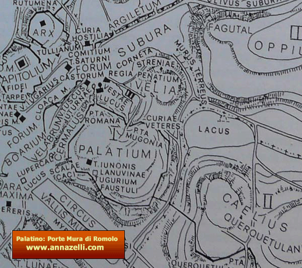 MAPPA PORTE MURA DI ROMOLO ROMA QUADRATA