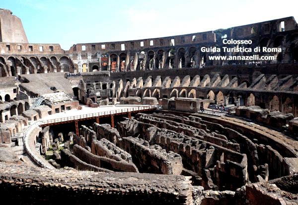 colosseo veduta dell'arena e ipogeo roma