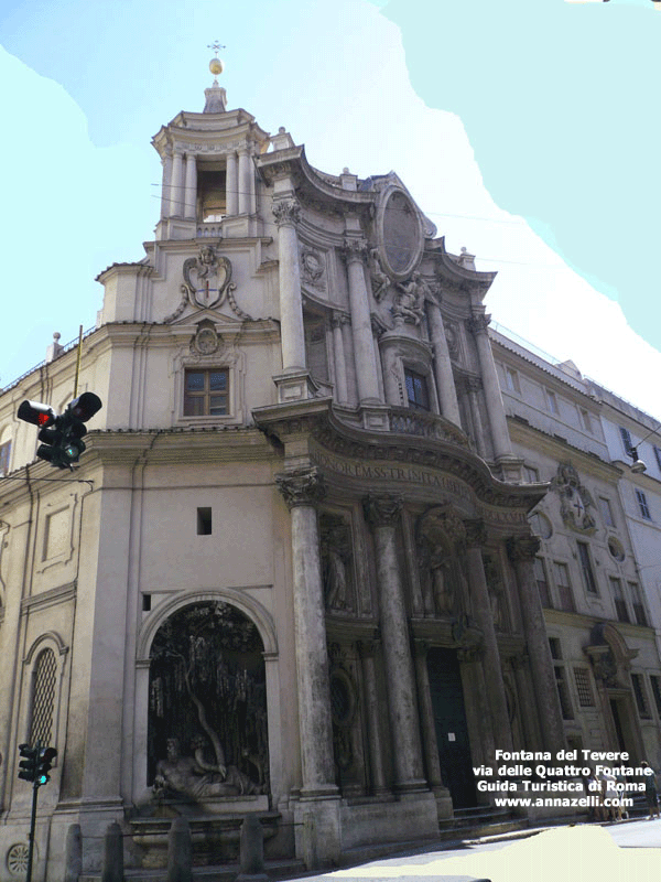 fontana del tevere e la chiesa di san carlo via delle quattro fontane roma