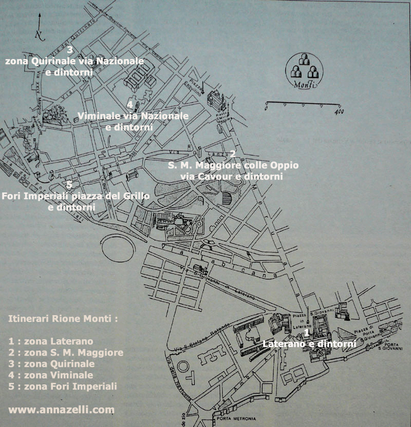 mappa itinerari turistici rione monti roma