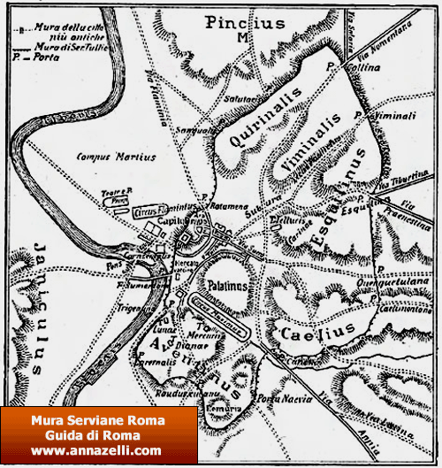 mappa delle mura serviane roma