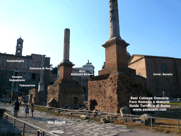 sette basi colonne onorarie foro romano e dintorni roma