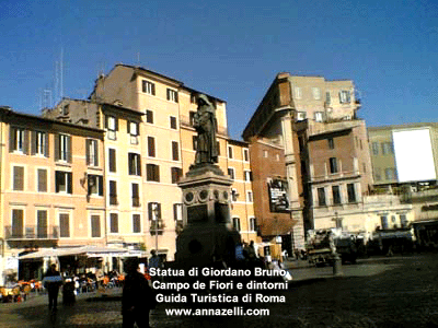 statua giordano bruno campo de fiori e dintorni (roma)