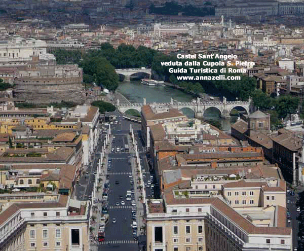 veduta di castel sant'angelo dalla cupola di michelangelo roma