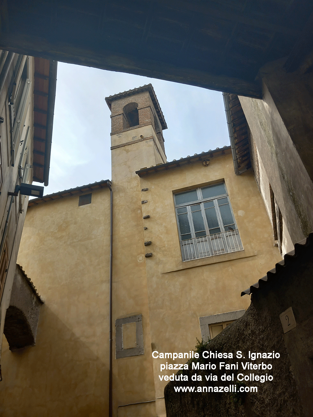 campanile chiesa sant'ignazio piazza mario fani veduta da via del collegio viterbo