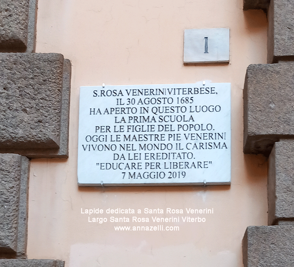 lapide dedicata a santa rosa venerini largo santa rosa venerini viterbo info foto anna zelli