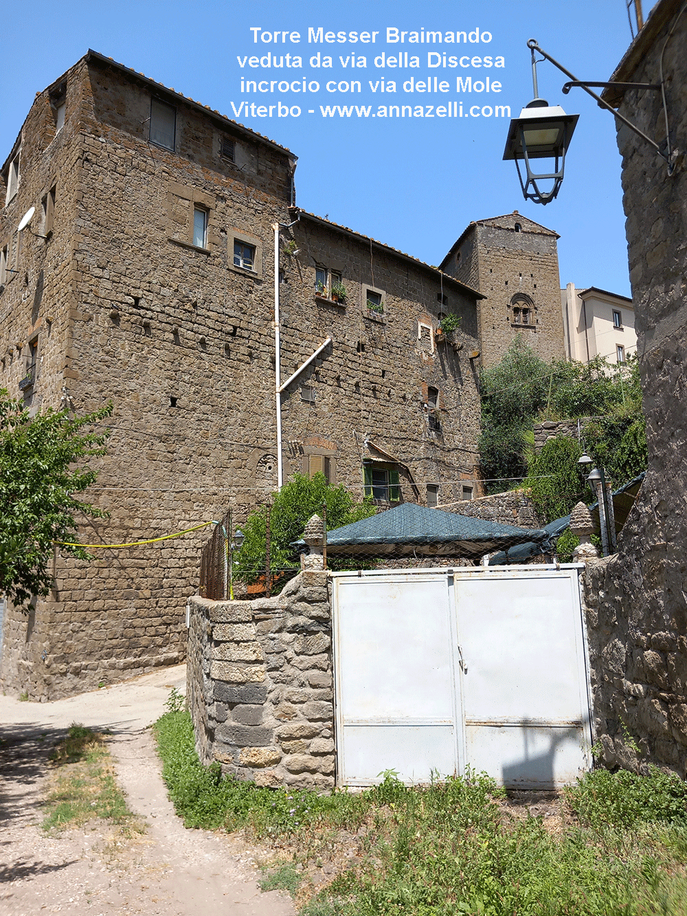 veduta torre messer braimando da via della discesa incrocio con via delle mole